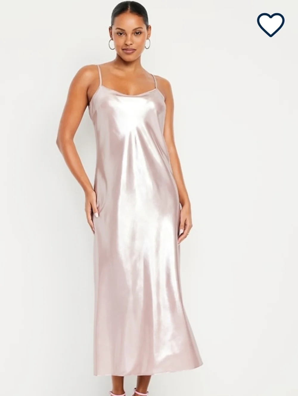 NWT Old Navy Shine Satin Slip Maxi Dress in Light Pink - Picture 1 of 4